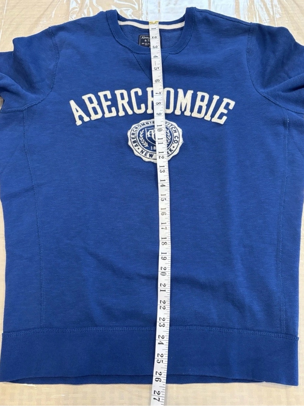 Abercrombie & Fitch Crewneck Royal Blue Sweatshirt Spellout A&F Size Small - Picture 8 of 8